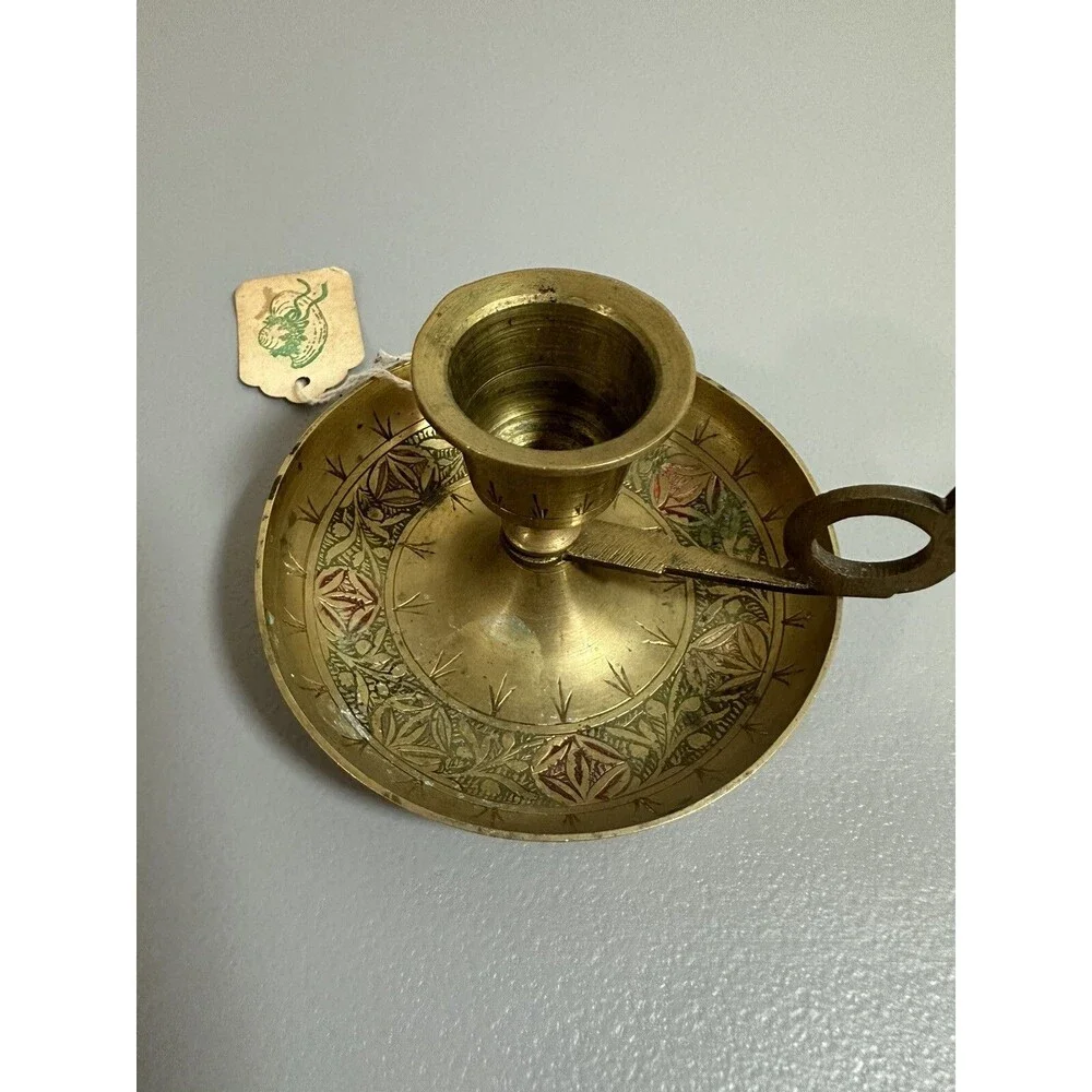 Vintage Solid Brass Candle Holder Made In India